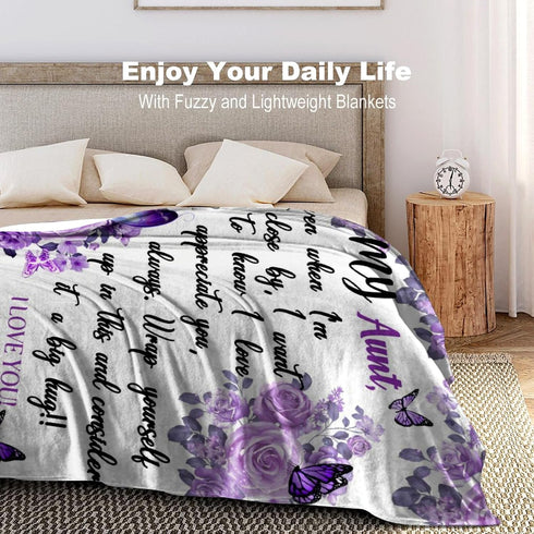 Best Auntie Gifts Personalized Flannel Throw Blanket for Aunt